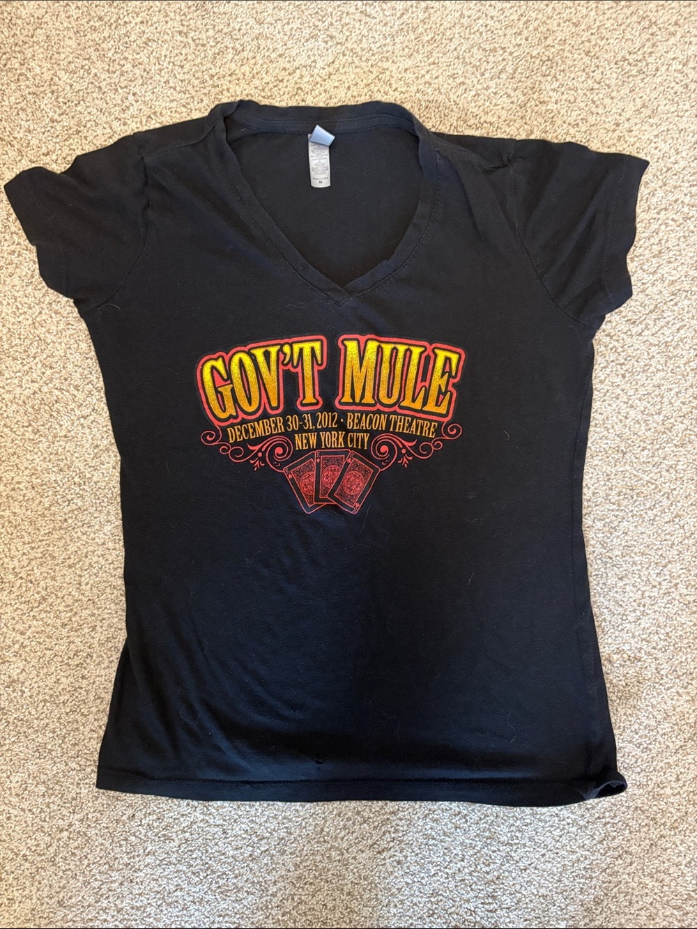 Women's Black Graphic Govt Mule V-Neck Tee